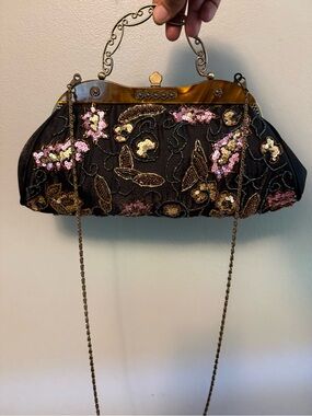 Vintage Beaded-Sequence Evening Clutch Bag